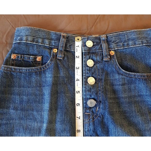 Gap Button Fly Womens Skirt Sz 25 Sz 2 Blue Denim Distressed Frayed Cut Off Mini - Picture 11 of 12